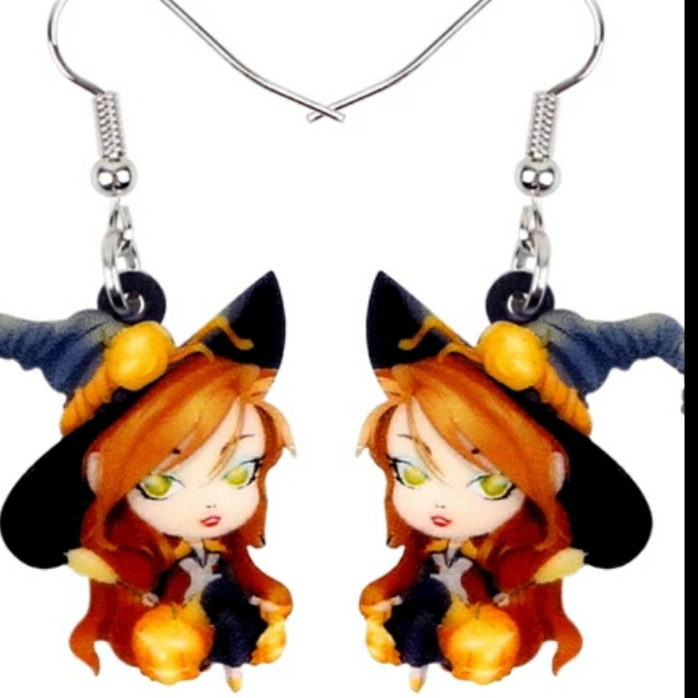 ACRYLIC EARRINGS:MISCHIEVOUS LITTLE WITCH